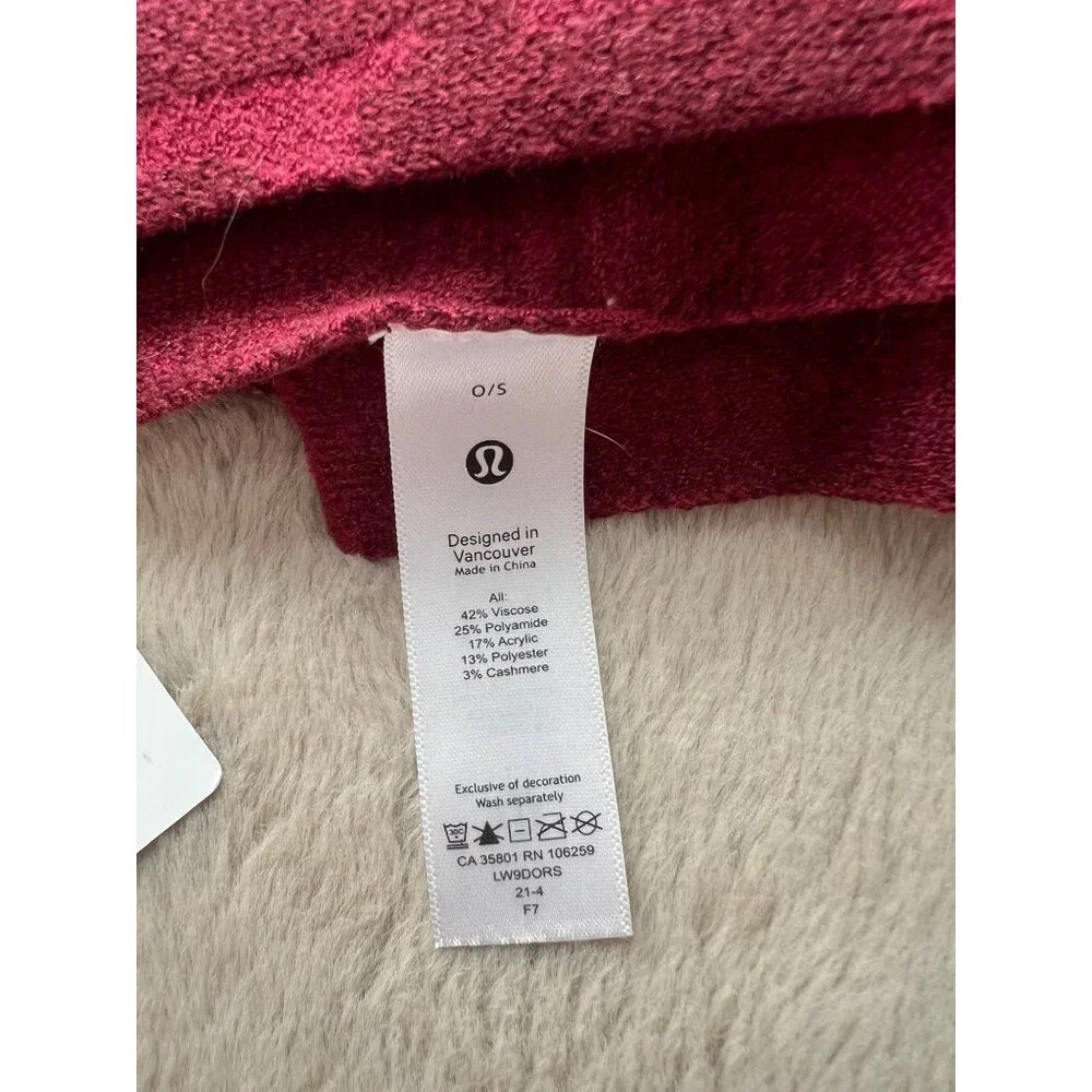 Lululemon Oversized Jacquard Scarf Camo Print Red Warm Viscose-Acrylic Blend